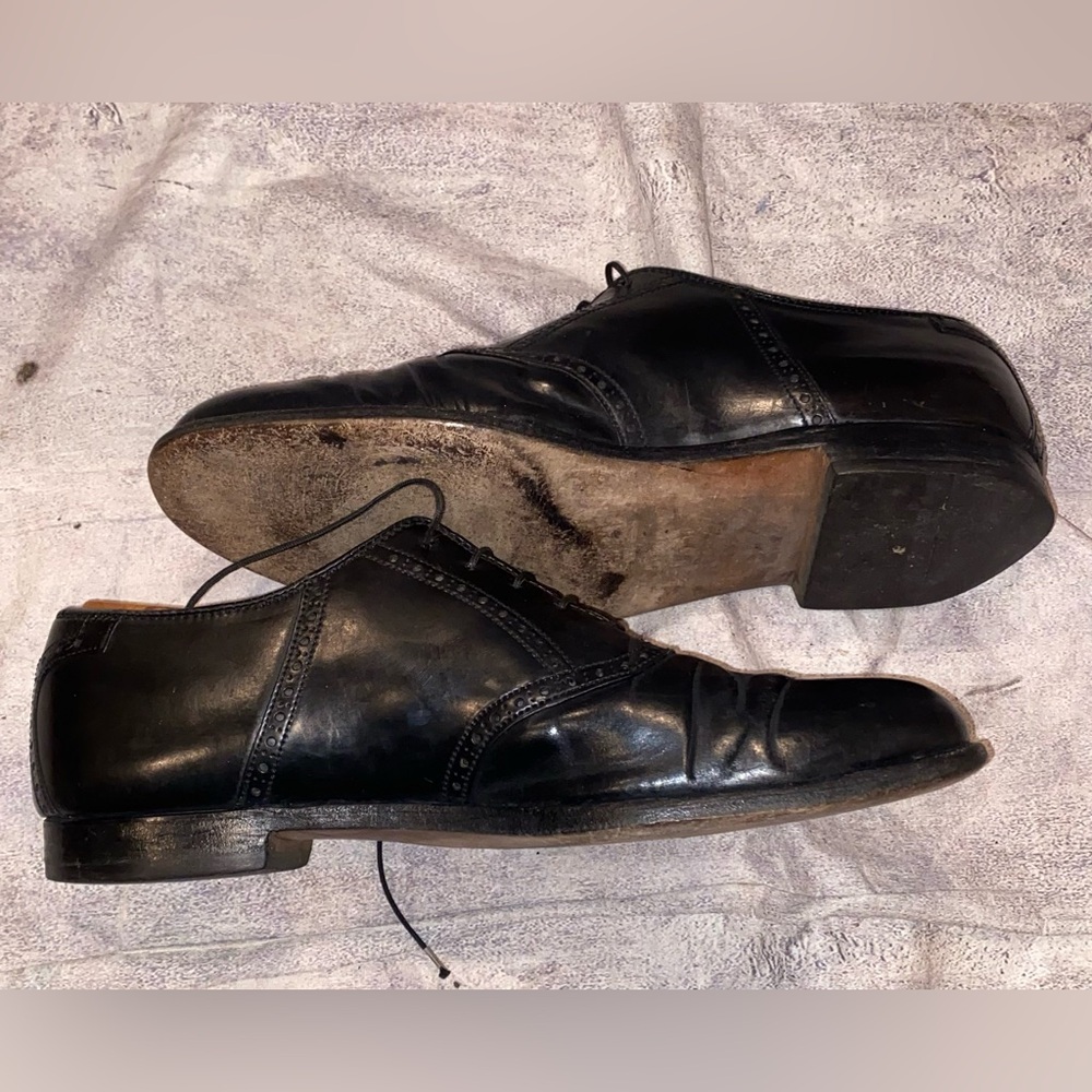 Alden 993 Black Shell Cordovan Saddle Brogues Derby Oxford Dress Shoes 10.5 Vntg - Picture 3 of 11